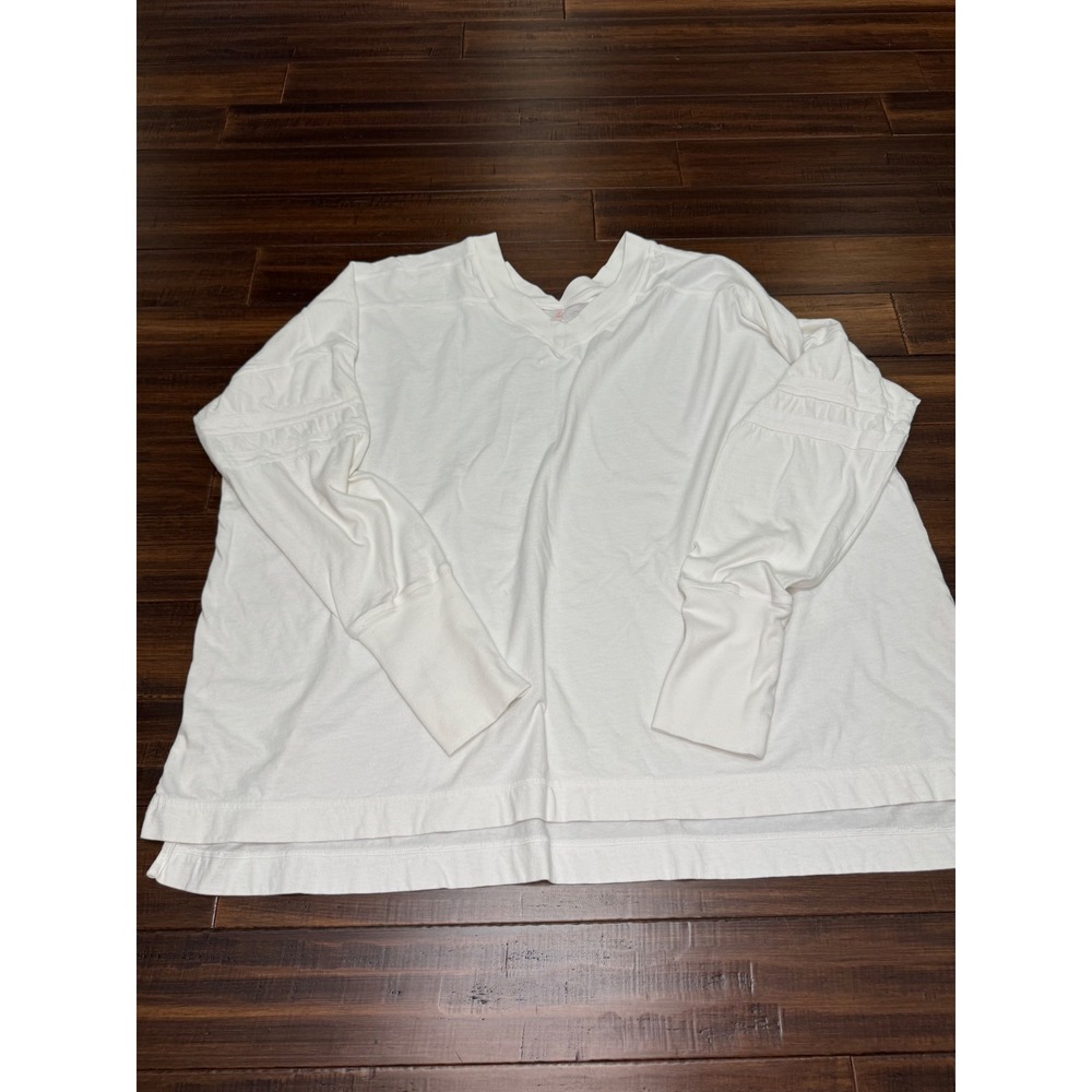 Free People FP Movement White Long Sleeve V-Neck Thumbhole Top XL/TG